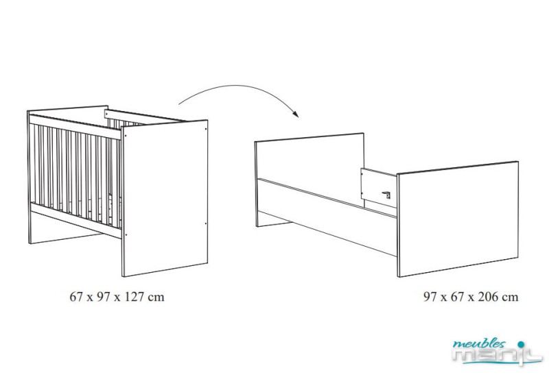 Lit bébé transformable Camille