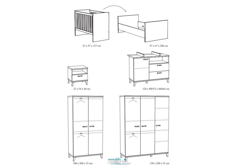 Chambre bébé EVy Chêne de Printemps